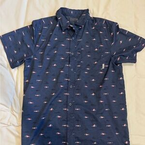 Columbia Red White and Blue Fish Men’s Fishing Shirt